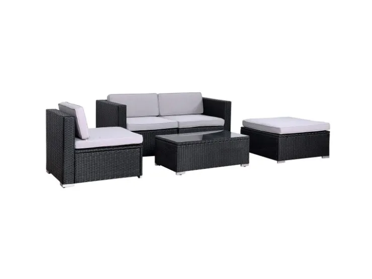 SVITA California Garten-Lounge Set Mit Haube Polyrattan Gartenset Balkon-Set Rattan-Lounge