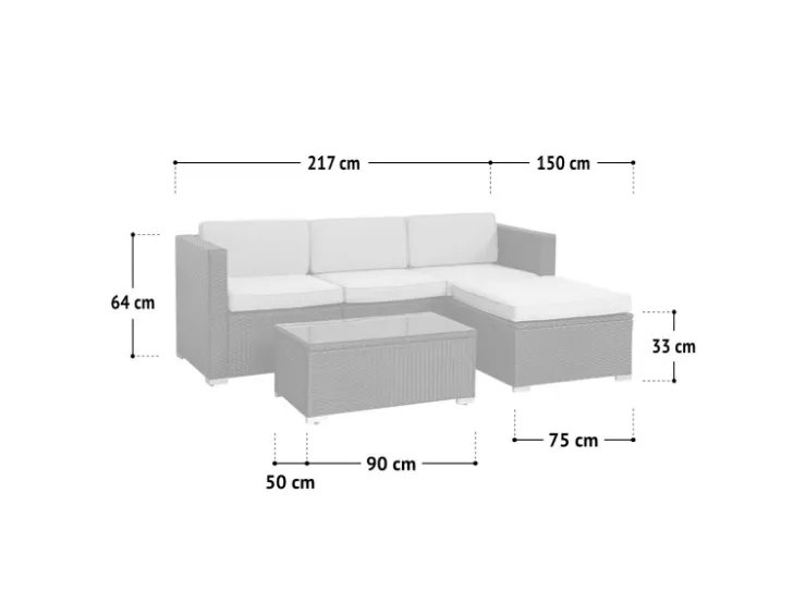 SVITA California Garten-Lounge Set Mit Haube Polyrattan Gartenset Balkon-Set Rattan-Lounge