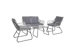 SVITA Capri Balkonmöbel-Set Polyrattan Sitzgruppe Outdoor 4-tlg. Gartenlounge Hell* Kissen|Stühle