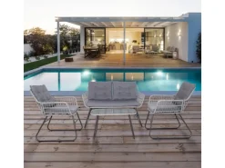 SVITA Capri Balkonmöbel-Set Polyrattan Sitzgruppe Outdoor 4-tlg. Gartenlounge Hell* Kissen|Stühle