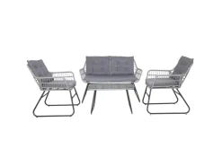 SVITA Capri Balkonmöbel-Set Polyrattan Sitzgruppe Outdoor 4-tlg. Gartenlounge Hell* Kissen|Stühle