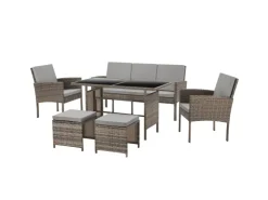 SVITA Denver Polyrattan Gartenmöbel Set Essgruppe Lounge Esstisch