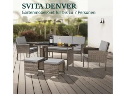 SVITA Denver Polyrattan Gartenmöbel Set Essgruppe Lounge Esstisch