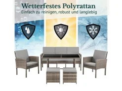 SVITA Denver Polyrattan Gartenmöbel Set Essgruppe Lounge Esstisch