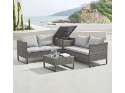 SVITA Kansas Rattanlounge Gartenmöbel Set Gartensofa Polyrattan