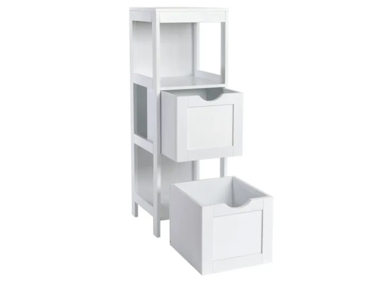 SVITA Lintu Badregal Standregal Badezimmerschrank Schubladen Holzoptik Weiß* Schränke