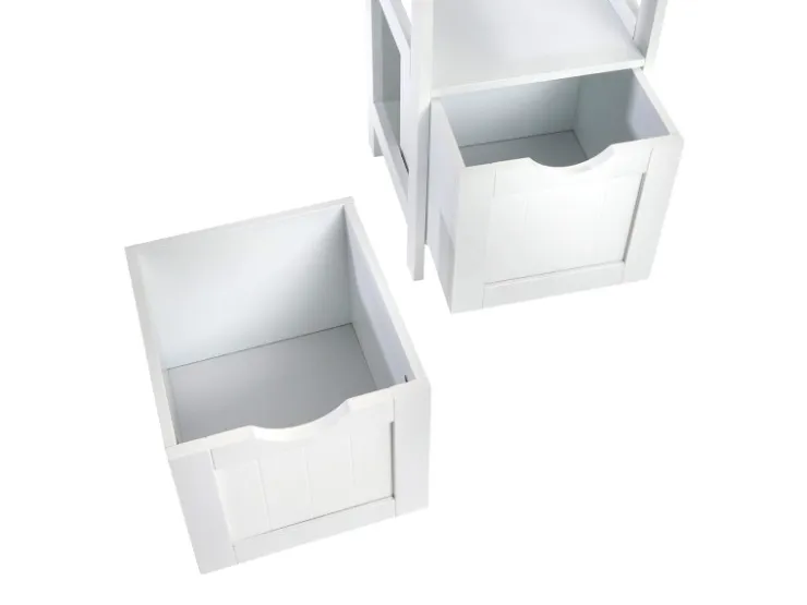 SVITA Lintu Badregal Standregal Badezimmerschrank Schubladen Holzoptik Weiß* Schränke