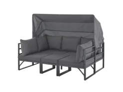 SVITA Maui Gartenmöbel-Lounge-Set Mit Dach Outdoor-Sofa Strandkorb-Sonneninsel Stahl