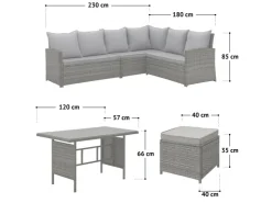 SVITA Monroe Garten-Lounge Set Abdeckhaube Polyrattan Lounge-Möbel Sitzgruppe* Sofas