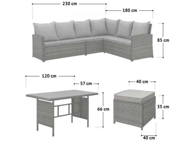 SVITA Monroe Garten-Lounge Set Abdeckhaube Polyrattan Lounge-Möbel Sitzgruppe* Sofas