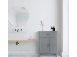 Teamson Home Mercer Holz Badezimmermöbel mit Schublade und Regalen Grau