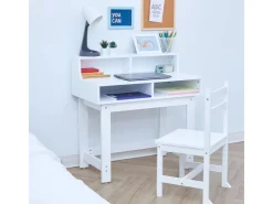 Teamson Kids Kinder Holzschreiber Stühle Set mit Aufbewahrung auf dem Tisch Weiß* Aufbewahrung