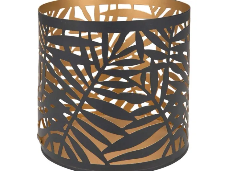 Teelichthalter Dark Wonder Ø 13 cm x 12 cm Schwarz-Gold* Laternen