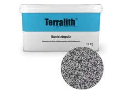 Terralith Buntsteinputz Mosaikputz 1mm -15 kg- BSP1002 Weiss Grau Schwarz* Außen-Fassadenfarben