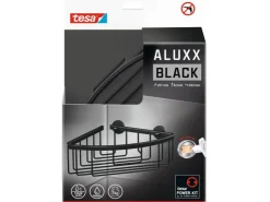 Tesa Aluxx Eckduschkorb Schwarz Matt inkl. Klebelösung