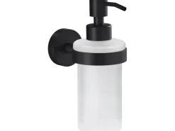 Tesa Moon Black Seifenspender Schwarz Matt Satiniertes Glas inkl. Klebelösung* Tapezierzubehör