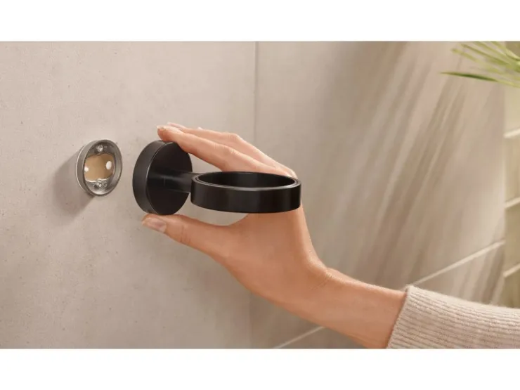 Tesa Moon Black Seifenspender Schwarz Matt Satiniertes Glas inkl. Klebelösung* Tapezierzubehör