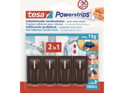 Tesa Powerstrips Vario-Gardinenhaken Braun