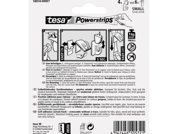 Tesa Powerstrips Vario-Gardinenhaken Weiß* Vorhänge|Gardinen