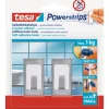 Tesa Selbstklebehaken Metall-Weiß rechteckig 2 Stück mit 4 x Powerstrips Small