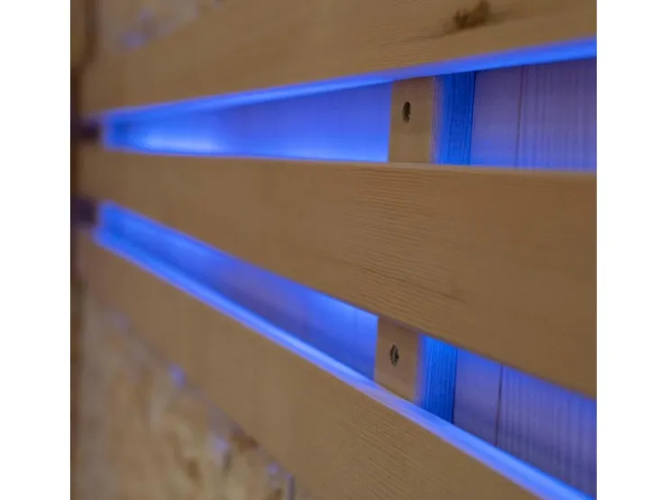 Home Deluxe Traditionelle Sauna SKYLINE BIG Tannenholz Natur XL mit Kunststeinwand* Sitzbänke