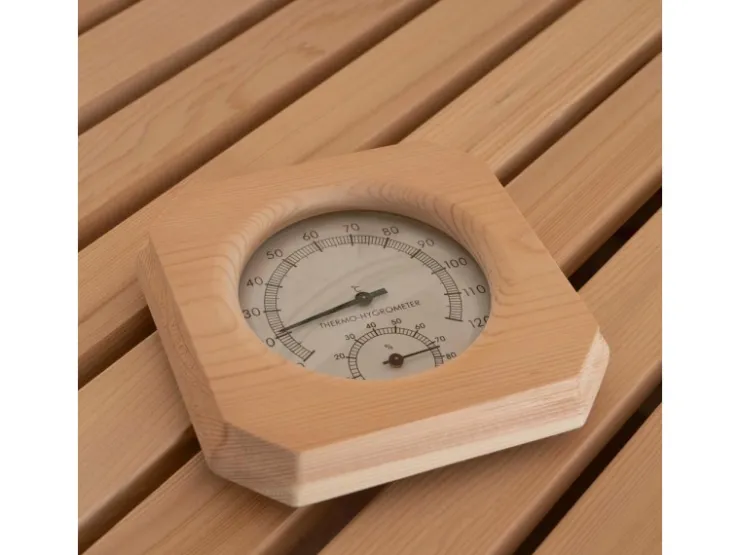 Home Deluxe Traditionelle Sauna SKYLINE BIG Tannenholz Natur XL mit Kunststeinwand* Sitzbänke