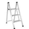 TRUTZHOLM Alu Trittleiter 3 Stufig Klappbar 150kg Anti Rutsch Trittflächen TÜV GS Silber