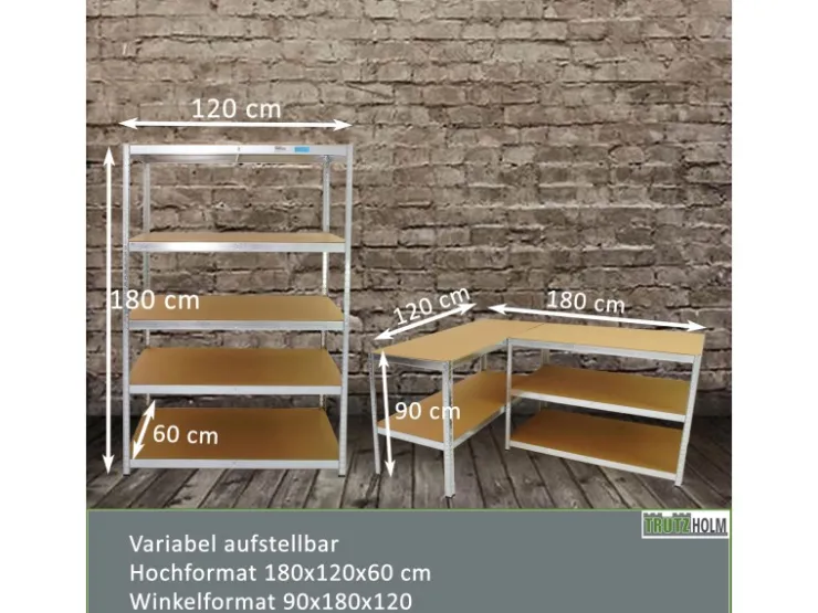 TRUTZHOLM 2er Set XXL Schwerlastregal 180x120x60 cm 875 kg Traglast Werkstattregal* Metallregale|Kellerregale