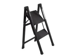 TRUTZHOLM Trittleiter 2 Stufig Klappbar bis 150 kg Alu Anti Rutsch Trittflächen TÜV GS Schwarz