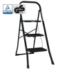 TRUTZHOLM Trittleiter 3 Stufen Klappbar TÜV/GS 150 kg Anti-Rutsch Trittflächen Schwarz