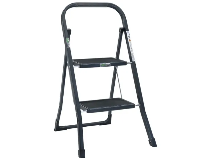 TRUTZHOLM Trittleiter 2 Stufen Klappbar TÜV/GS 150 kg Anti-Rutsch Trittflächen Anthrazit