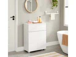 Vasagle Badezimmerschrank mit Schublade und Regal 30 cm x 60 cm x 80 cm Weiß* Regale Massivholz|Regal Weiß