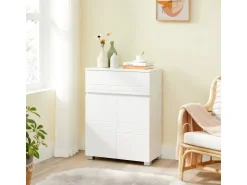 Vasagle Badezimmerschrank mit Schublade und Regal 30 cm x 60 cm x 80 cm Weiß* Regale Massivholz|Regal Weiß