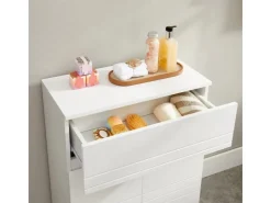 Vasagle Badezimmerschrank mit Schublade und Regal 30 cm x 60 cm x 80 cm Weiß* Regale Massivholz|Regal Weiß