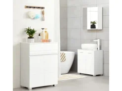 Vasagle Badezimmerschrank mit Schublade und Regal 30 cm x 60 cm x 80 cm Weiß* Regale Massivholz|Regal Weiß