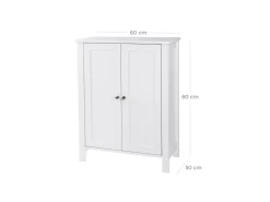 Vasagle Badezimmerschrank mit 2 Türen 30 cm x 60 cm x 80 cm Weiß* Regale Massivholz|Aufbewahrung