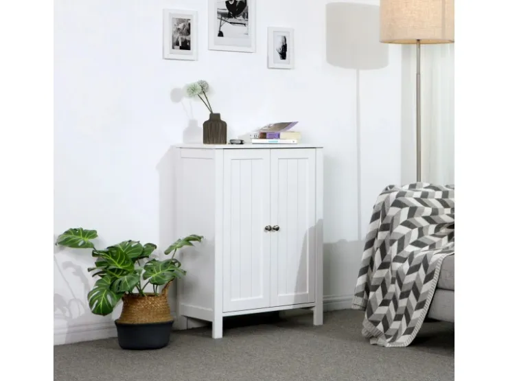 Vasagle Badezimmerschrank mit 2 Türen 30 cm x 60 cm x 80 cm Weiß* Regale Massivholz|Aufbewahrung