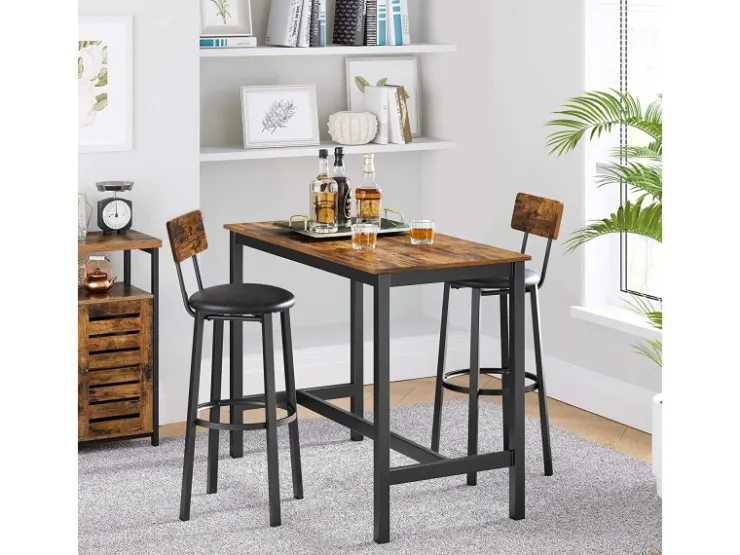Vasagle Barhocker 2er Set mit PU-Bezug Braun-Schwarz* Hocker