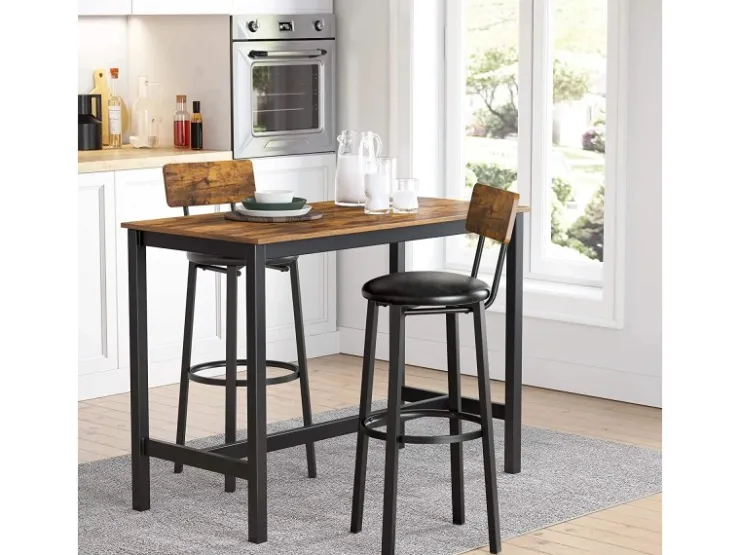 Vasagle Barhocker 2er Set mit PU-Bezug Braun-Schwarz* Hocker