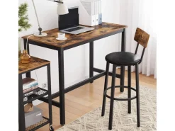 Vasagle Barhocker 2er Set mit PU-Bezug Braun-Schwarz* Hocker