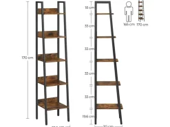 Vasagle Bücherregal 6 Ebenen 30 cm x 33,8 cm x 170 cm Braun-Schwarz* Regale Massivholz|Holzregale