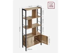 Vasagle Bücherregal 4 Ebenen 74 cm x 154,5 cm x 30 cm Braun-Schwarz