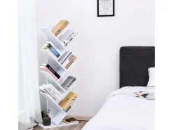 Vasagle Bücherregal Baum-Form 25 cm x 50 cm x 141,5 cm Weiß* Regale Massivholz|Holzregale