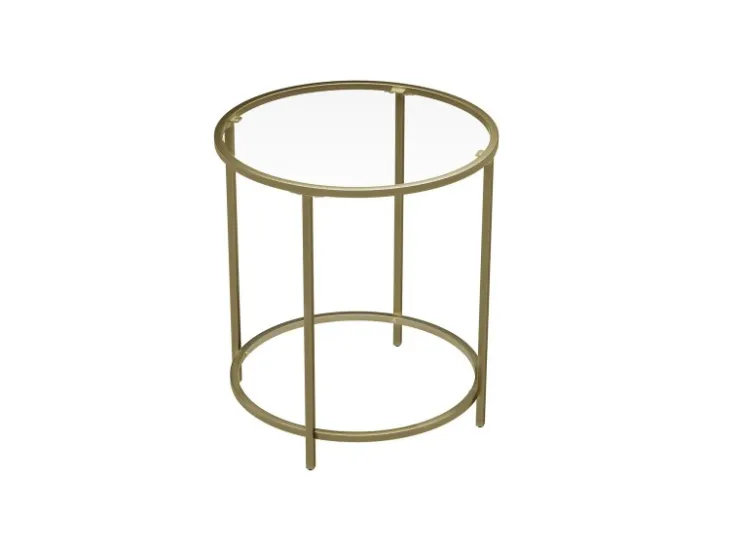 Vasagle Beistelltisch Hartglas Ø 50 cm x 50 cm Gold* Sofas