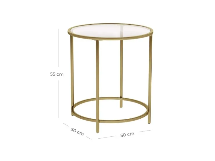 Vasagle Beistelltisch Hartglas Ø 50 cm x 50 cm Gold* Sofas
