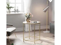 Vasagle Beistelltisch Hartglas Ø 50 cm x 50 cm Gold* Sofas