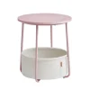 Vasagle Beistelltisch mit Stoff-Korb Ø 45 cm x 51 cm Rosa-Weiß