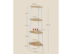 Vasagle Eckregal 33,4 cm x 33,4 cm x 125 cm Nature-Weiß* Holzregale|Bücherregale