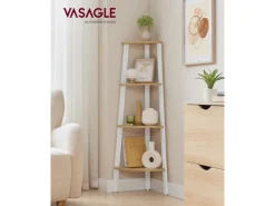 Vasagle Eckregal 33,4 cm x 33,4 cm x 125 cm Nature-Weiß* Holzregale|Bücherregale