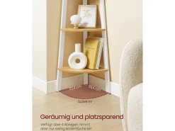 Vasagle Eckregal 33,4 cm x 33,4 cm x 125 cm Nature-Weiß* Holzregale|Bücherregale